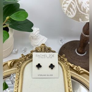 Rachel Zoe Sterling Silver Black Clover Stud Earrings – Alhambra Inspired